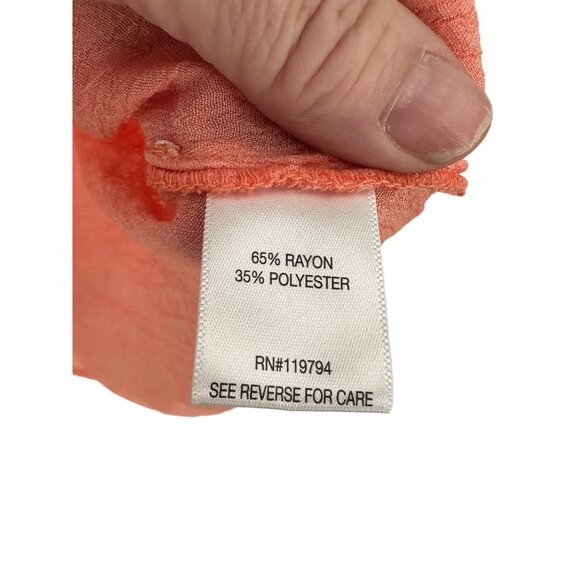One World Top Shirt Womens Medium‎ Cap Sleeve Ombre Gauzy Fairy Orange - Picture 6 of 8